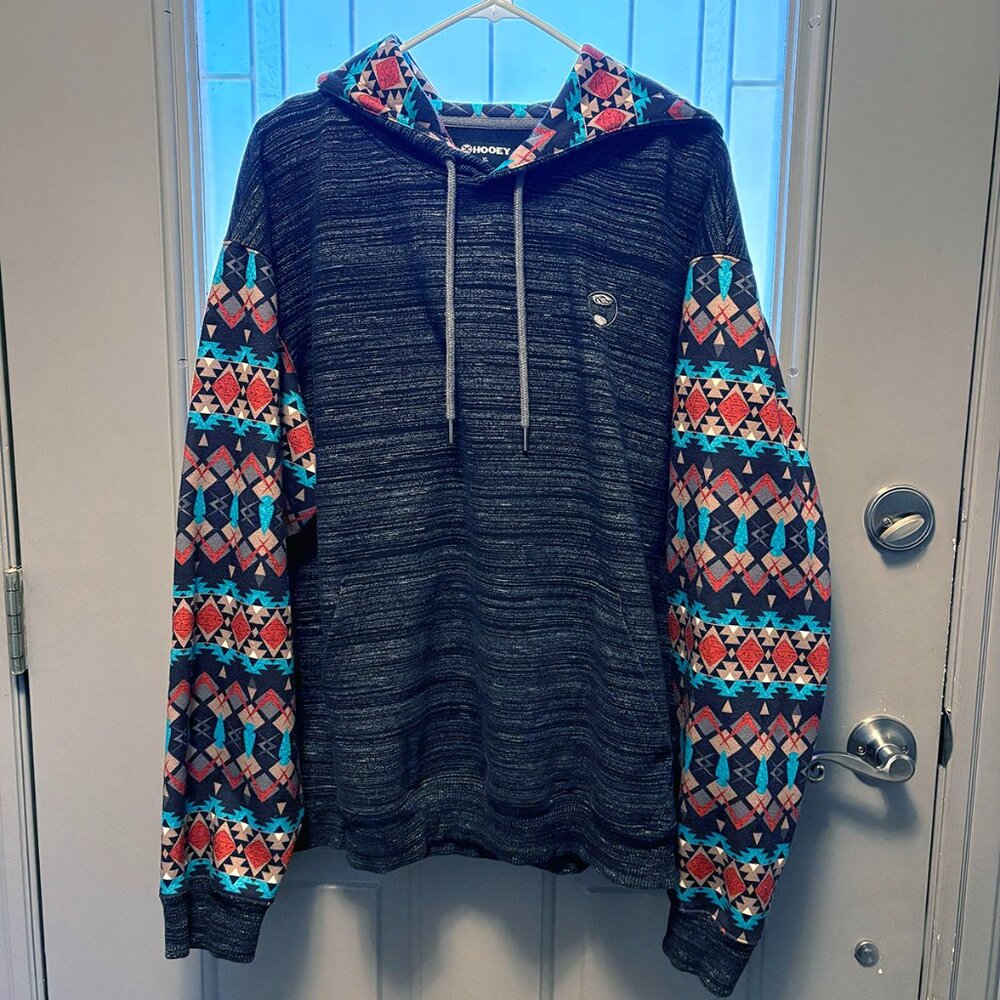 Hooey Summit Charcoal w/Aztec Pattern Hoody - Mens XL